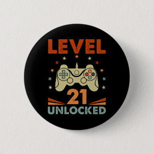 Level 21 Unlocked Video Gamer 21st Birthday 21 Yea 6 Cm Round Badge