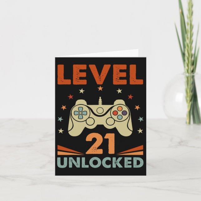 Level 21 Unlocked Video Gamer 21st Birthday 21 Yea Card (Front)