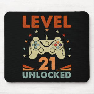 Level 21 Unlocked Video Gamer 21st Birthday 21 Yea Mouse Pad