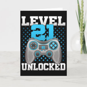 Level 21 Unlocked Video Gaming 21st Birthday Game  Card