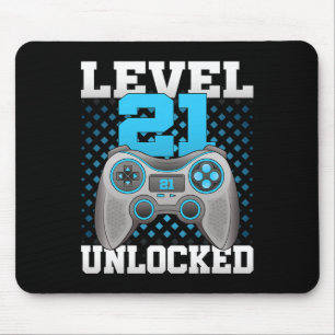 Level 21 Unlocked Video Gaming 21st Birthday Game  Mouse Pad