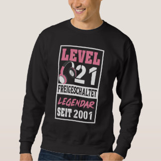 Level 21 Years Gamer Girl Since 2001 Birthday Vide Sweatshirt