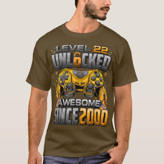 Level 22 Unlocked Awesome Since 2000 22nd Birthday T-Shirt