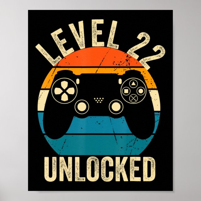 Level 22 Unlocked Video Game 22nd Birthday Gamer B Poster (Front)