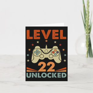 Level 22 Unlocked Video Gamer 22nd Birthday 22 Yea Card