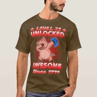 Level 23 Unlocked Gamers Born 1999 Dabbing Pig 23r T-Shirt