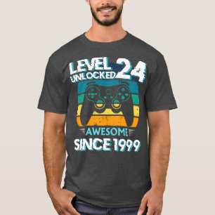 Level 24 Unlocked Awesome 1999 24th Birthday Gamer T-Shirt