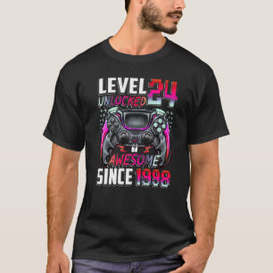 Level 24 Unlocked Awesome Since 1998 24th Birthday T-Shirt