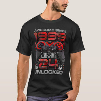 Level 24 Unlocked Awesome Since 1999 24th Birthday T-Shirt