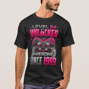 Level 24 Unlocked Awesome Since 1999 24th Birthday T-Shirt