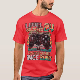 Level 24 Unlocked Awesome Since 2002 24th Birthday T-Shirt