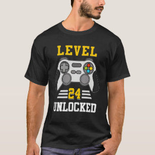 Level 24 Unlocked Funny Video Game 24th Birthday B T-Shirt