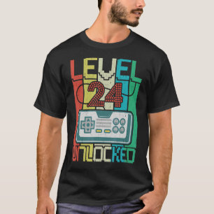 Level 24 Unlocked Video Gamer 24th Birthday T-Shirt