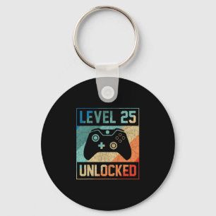 Level 25 Unlocked Video Gamer 25th Birthday Gifts Key Ring