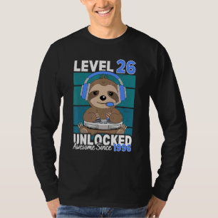 Level 26 Unlocked Sloth Video Gamer 26th Birthday T-Shirt