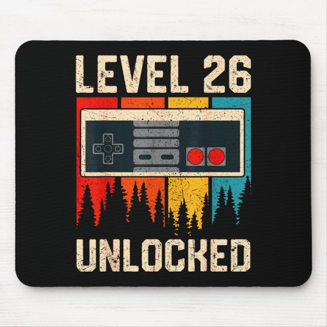 Level 26 Unlocked Video Game Controller Birthday M Mouse Pad (Front)