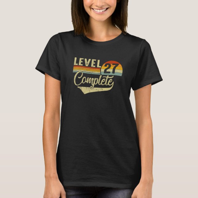 Level 27 Complete Retro Video Gamers Couple 27th A T-Shirt (Front)