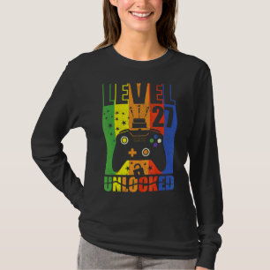 Level 27 Unlocked Birthday Level Up 27th Birthday  T-Shirt
