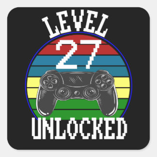 Level 27 Unlocked Funny 27th Birthday Gift idea Square Sticker