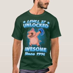 Level 27 Unlocked Gamers Born 1995 Dabbing Pig 27t T-Shirt