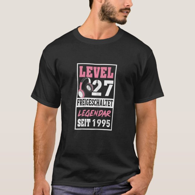 Level 27 Years Gamer Girl Seit 1995 Birthday Video T-Shirt (Front)