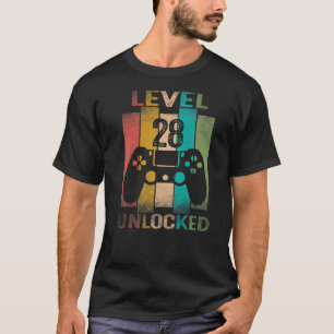 Level 28 Unlocked 28 Year Old  Video Gamer 28th Bi T-Shirt