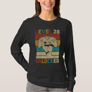 Level 28 Unlocked 28th Birthday 28 Years Old Gamer T-Shirt