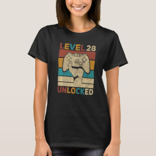 Level 28 Unlocked 28th Birthday 28 Years Old Gamer T-Shirt