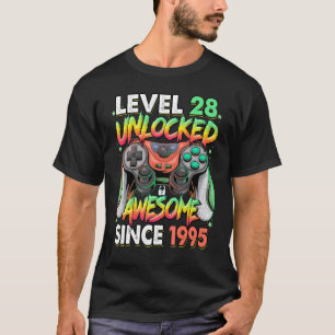Level 28 Unlocked Awesome Since 1995 28th Birthday T-Shirt