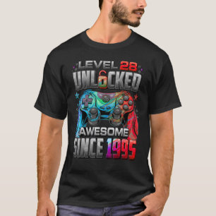 Level 28 Unlocked Awesome Since 1995 28th Birthday T-Shirt