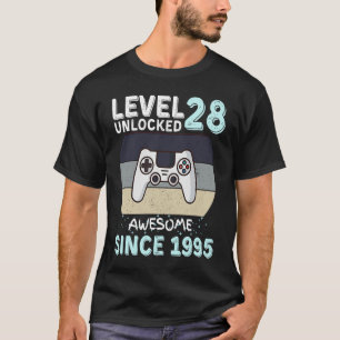 Level 28 Unlocked Awesome Since 1995 Video Gamer B T-Shirt
