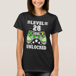 Level 28 Unlocked Birthday 28th Mens Game Controll T-Shirt