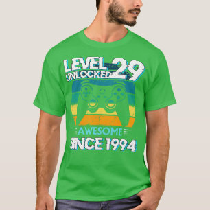 Level 29 Unlocked Awesome 1994 29th Birthday Gamer T-Shirt