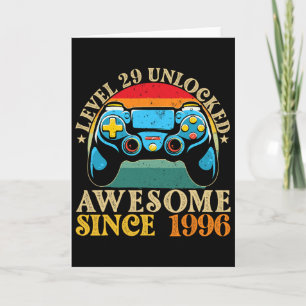 Level 29 Unlocked Awesome Since 1996 29th Birthday Card