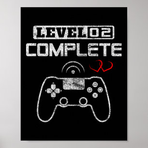 Level 2 Complete 2nd Wedding Anniversary Video Gam Poster