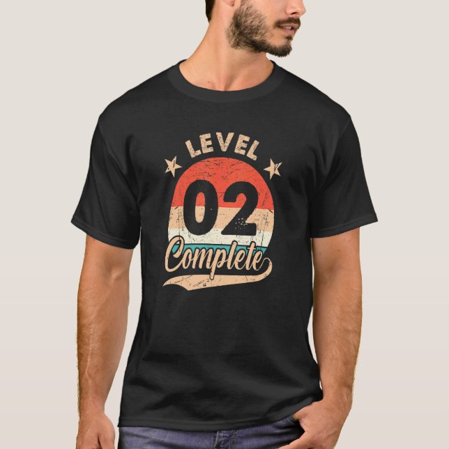 Level 2 Complete Retro 2nd Wedding Aniversary For  T-Shirt (Front)