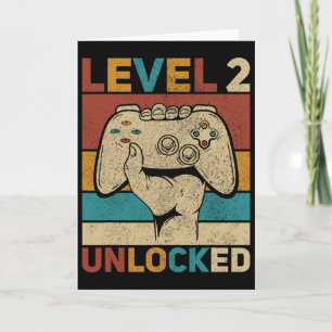 Level 2 Unlocked 2 Year Old Boy Second Bday Kid 2n Card