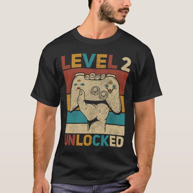 Level 2 Unlocked 2 Year Old Boy Second Bday Kid 2n T-Shirt (Front)
