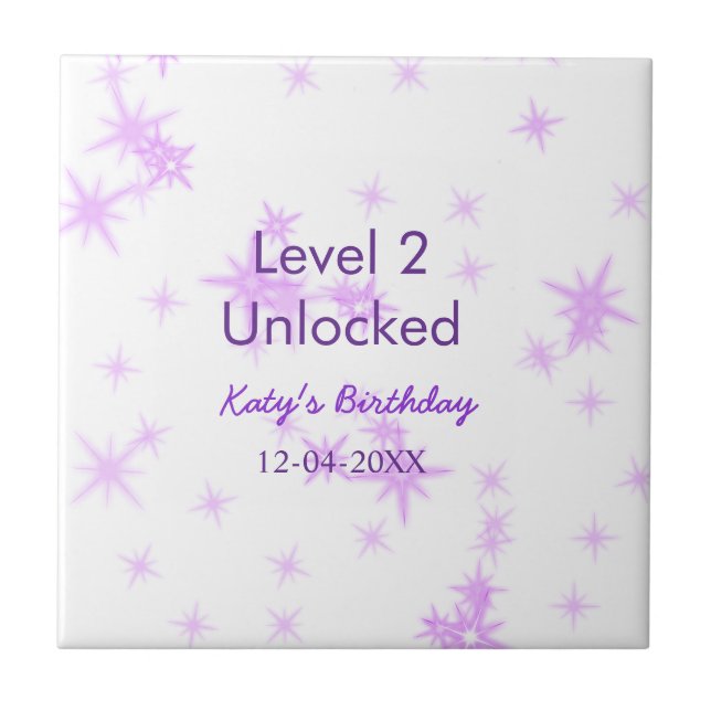 Level 2 unlocked add birthday name date purple spa tile (Front)