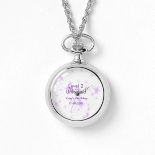 Level 2 unlocked add birthday name date purple spa watch