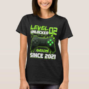 Level 2 Unlocked Awesome Since 2021 2th Birthday G T-Shirt