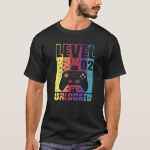 Level 2 Unlocked Birthday Level Up 2Nd Birthday Ga T-Shirt