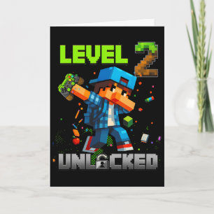 Level 2 Unlocked Funy Birthday Boy Pixel Gamer 2nd Card