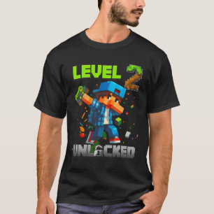 Level 2 Unlocked Funy Birthday Boy Pixel Gamer 2nd T-Shirt