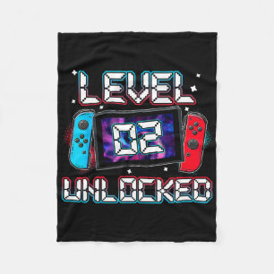 Level 2 Unlocked Gamer 2nd Birthday Gift Video Gam Fleece Blanket