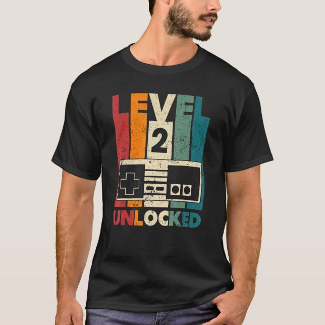 Level 2 Unlocked Gaming 2nd Birthday T-Shirt (Front)