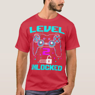 Level 2 Unlocked Video Game 2nd Birthday Gift  T-Shirt