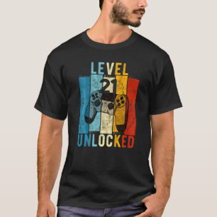 Level 2 Unlocked Video Gamer 21 Year Old 21th Birt T-Shirt