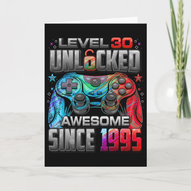 Level 30 Unlocked Awesome Since 1995 30th Birthday Card (Front)