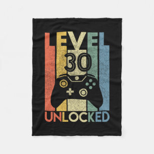 Level 30 Unlocked Funny Video Gamer 30th Birthday Fleece Blanket